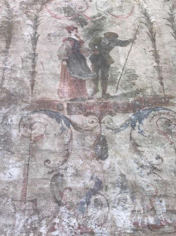 A Large wall panel painting depicting a lady and a gentleman