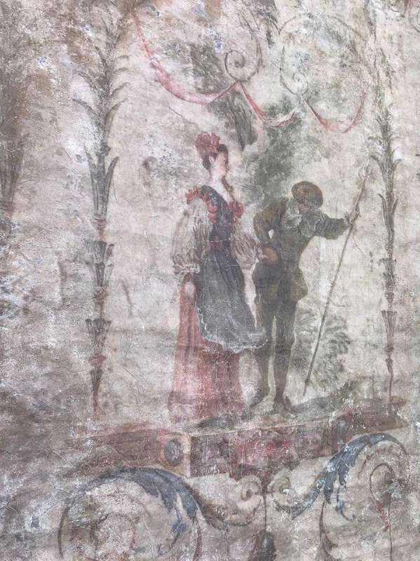 A Large wall panel painting depicting a lady and a gentleman