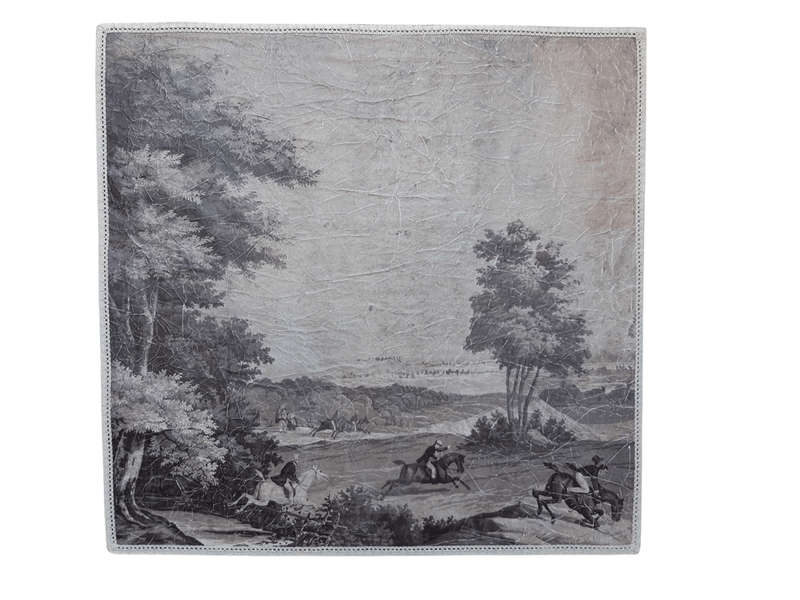 A Medium size Wall Panel Painting depicting a hunting scene mounted on Board