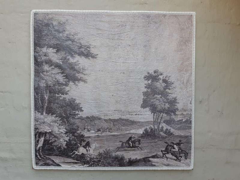 A Medium size Wall Panel Painting depicting a hunting scene