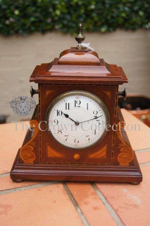 Edwardian Mahogany Inlaid Mantle Clock