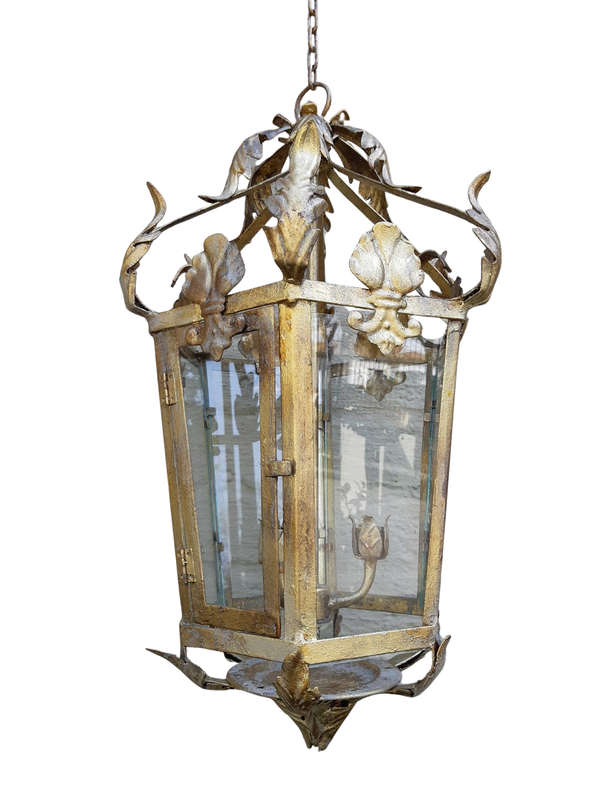 Lantern Hand Gilded with Gold Leaf
