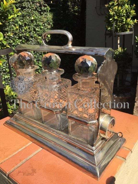 19th Century Sheffield Plate 3 Bottle Tantalus