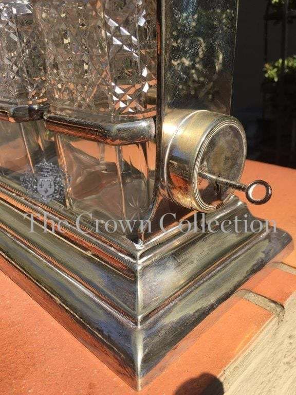 19th Century Sheffield Plate 3 Bottle Tantalus