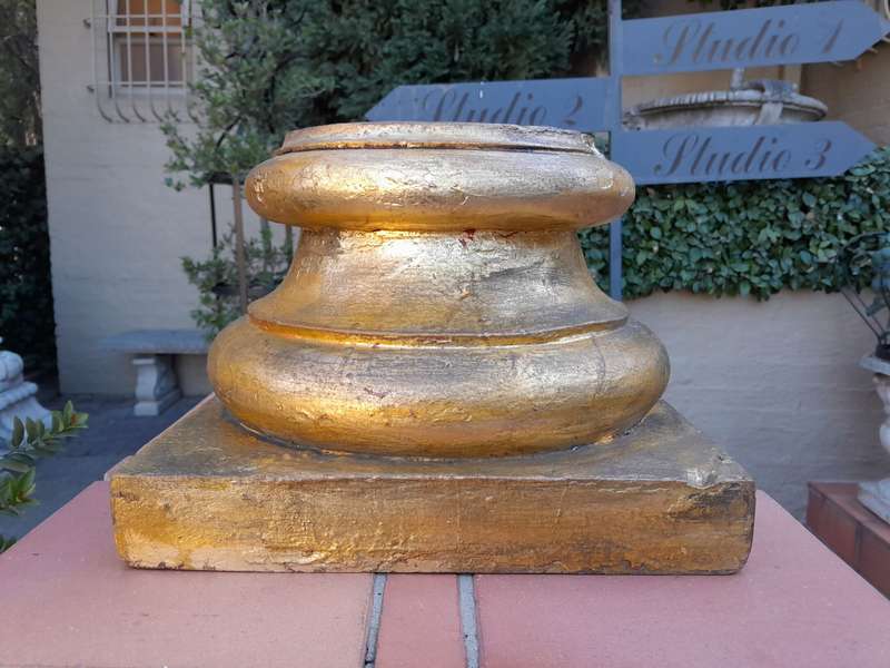 Wooden Candle Holder Hand Gilded in Gold Leaf
