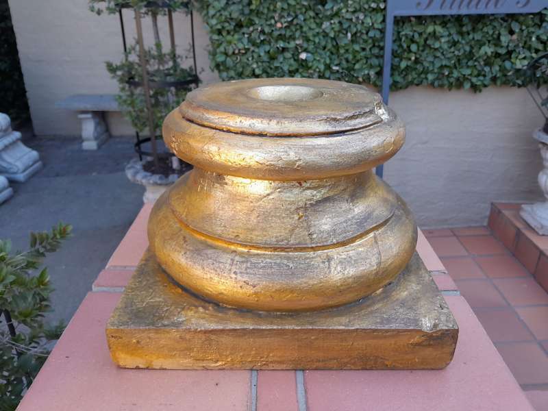 Wooden Candle Holder Hand Gilded in Gold Leaf