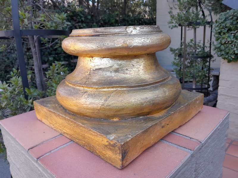 Wooden Candle Holder Hand Gilded in Gold Leaf