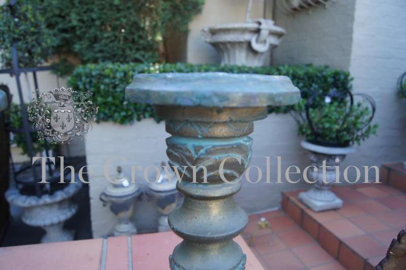 Pair of Distressed Resin Pillar Candlesticks