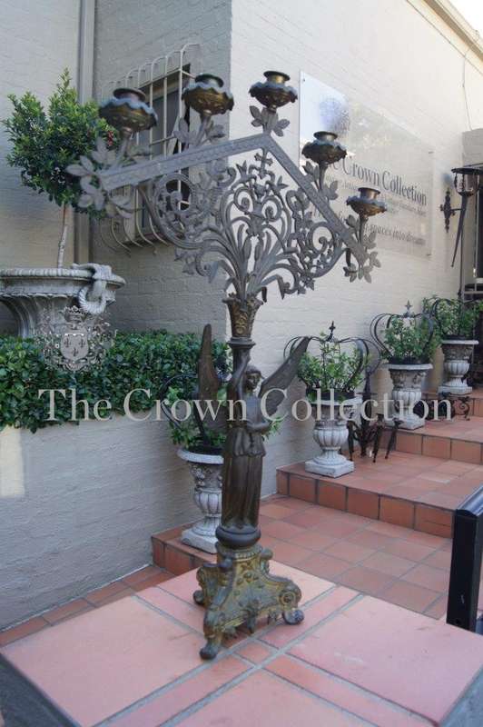 Napoleon III Gothic Revival Gilt Bronze Altar Candelabra from French Catholic Church
