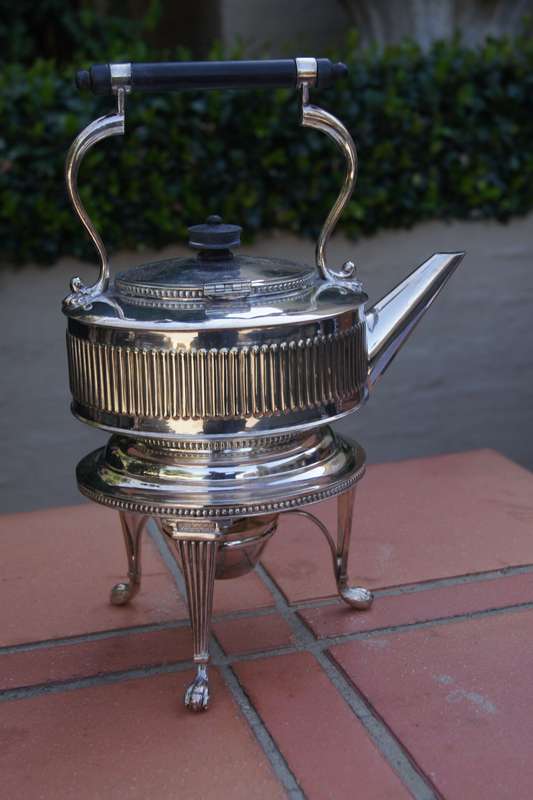 Edwardian Silver Plated Tea Kettle on Stand