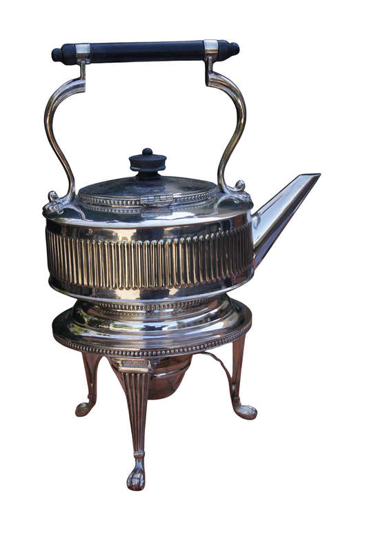 Edwardian Silver Plated Tea Kettle on Stand