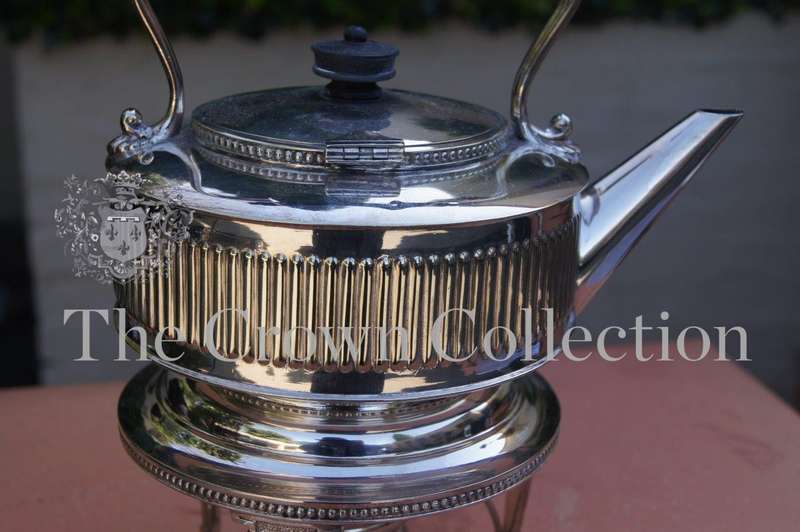 Edwardian Silver Plated Tea Kettle on Stand