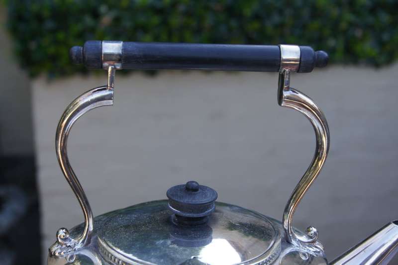 Edwardian Silver Plated Tea Kettle on Stand