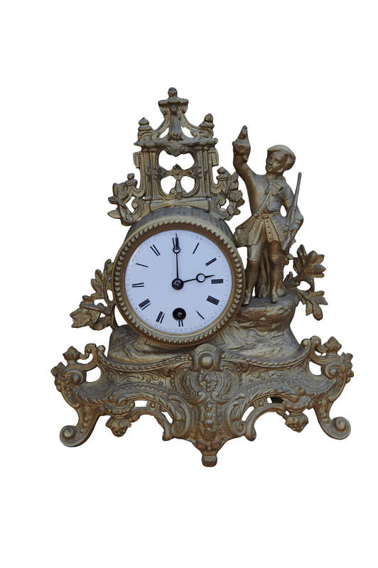 Vintage Bronze Casted French Style Mantle Clock