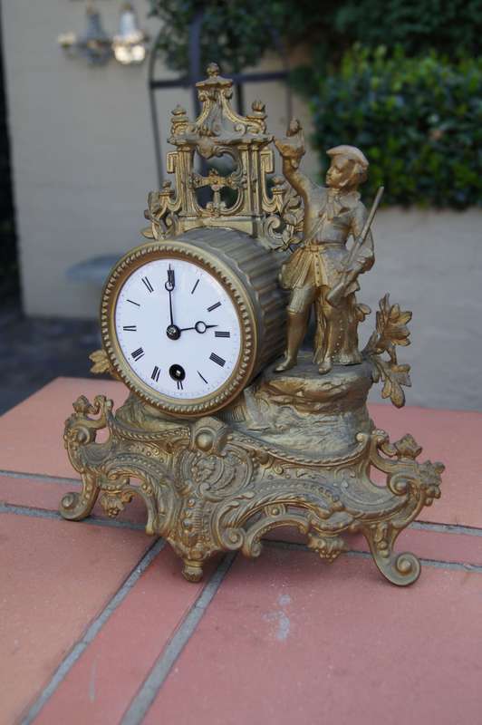Vintage Bronze Casted French Style Mantle Clock
