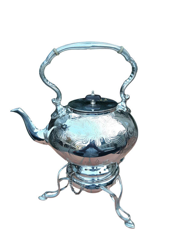 Silver Plated Tea Kettle on Stand - ND