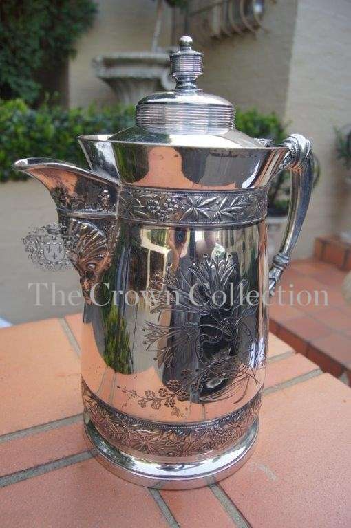 Simpson, Hall & Miller Ornate 1800 Silver Plate Water Pitcher