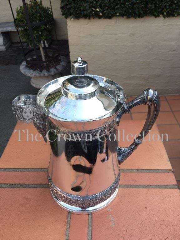 Antique Victorian Silver Plate Water Pitcher, circa mid 1800 (has dents and tarnished) - ND