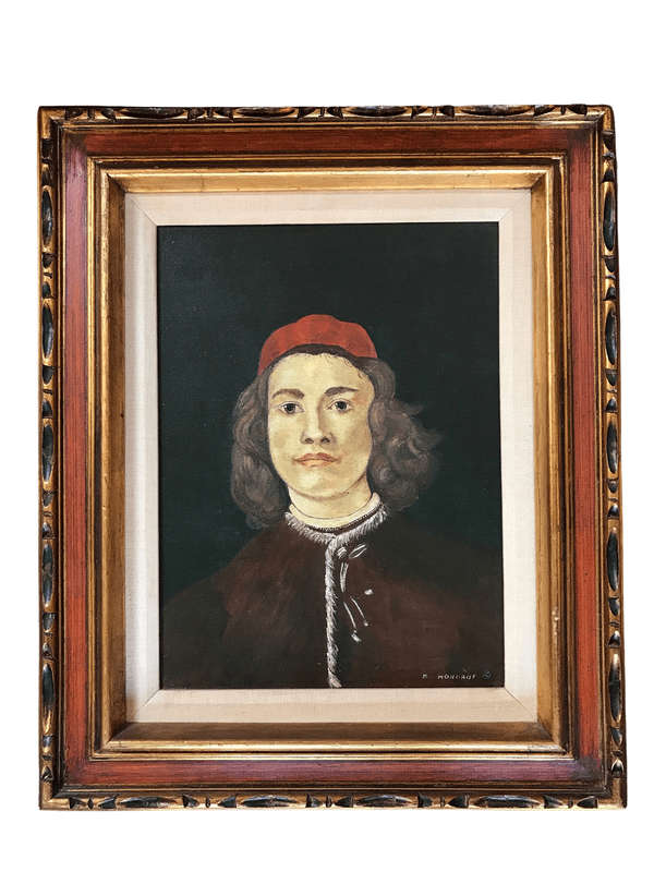 Oil Painting of a Portrait of a Young Man in a Red Cap redone by M. Honorot