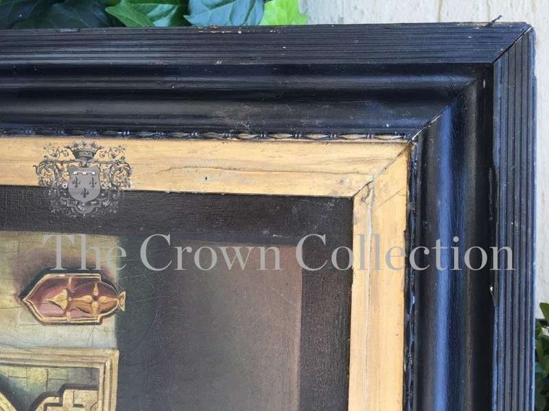 Antique 19th Century Oil Portrait Painting of a Kings Banquet