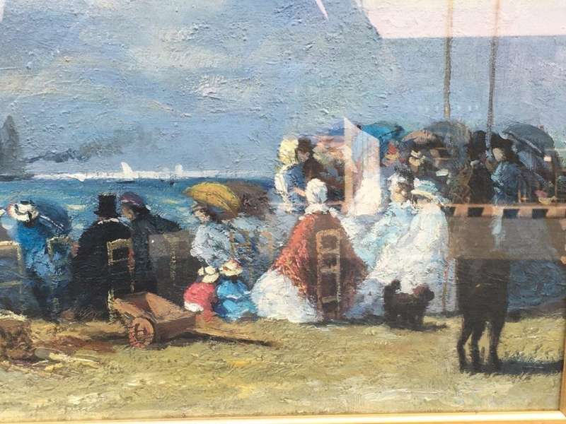 People on the Beach, Oil on Canvas, Signed, in the Style of J. Laurence Hart