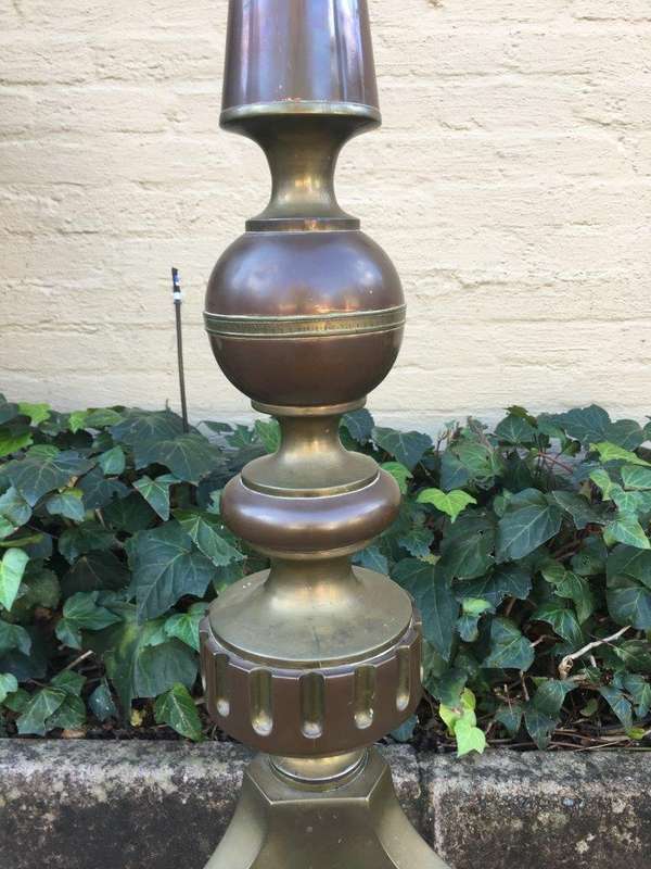 19th Century Very Large & Rare Brass Church Single Candle Holder with Cherub Detail