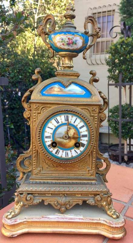 19th  Century H.P. Co French Spelter Clock Garniture Set Circa 1890's