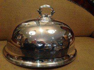 Silver plated Food Dome with Greek Key Design