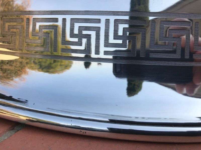 Silver plated Food Dome with Greek Key Design