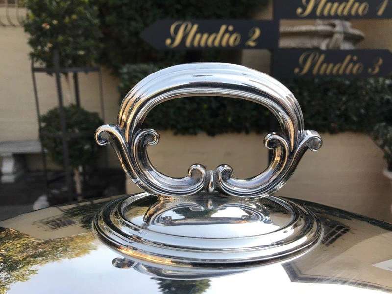 Silver plated Food Dome with Greek Key Design