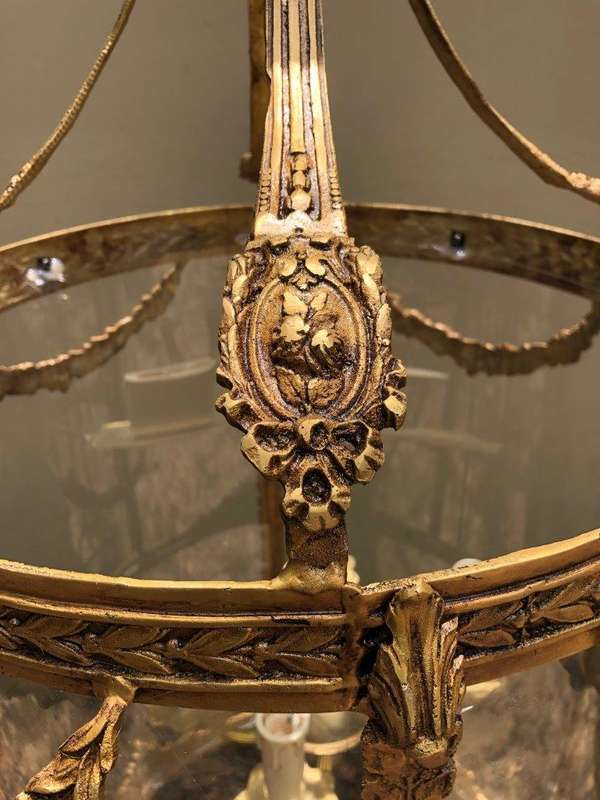 Pair imported glass and brass lanterns