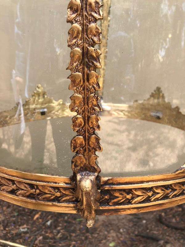 Pair imported glass and brass lanterns