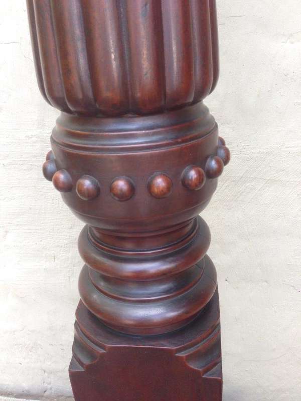 Carved mahogany pillar / plinth with fluted stem and square base