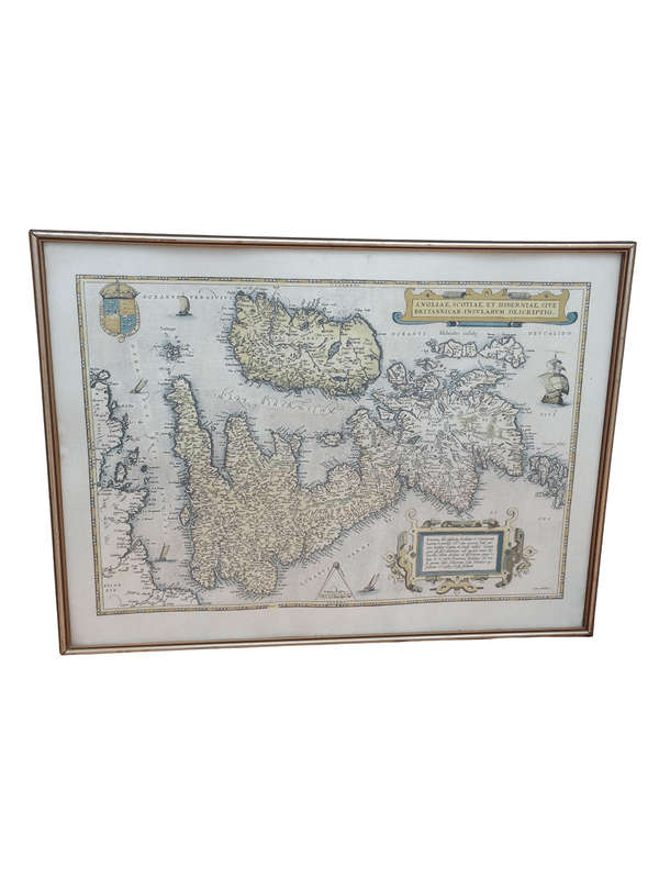 Angliae, Scotiae, Et Hiberniae Sive Britannicar Map By Ortelius 1570's Framed Reproduction Print