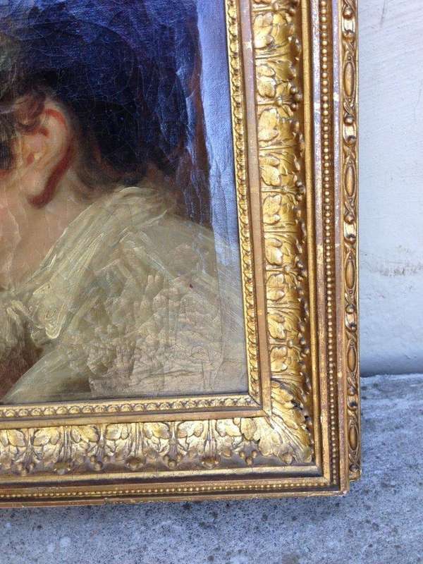 George Francis Joseph, Portrait Of Lady, Oil On Canvas, Artist's Name On The Back