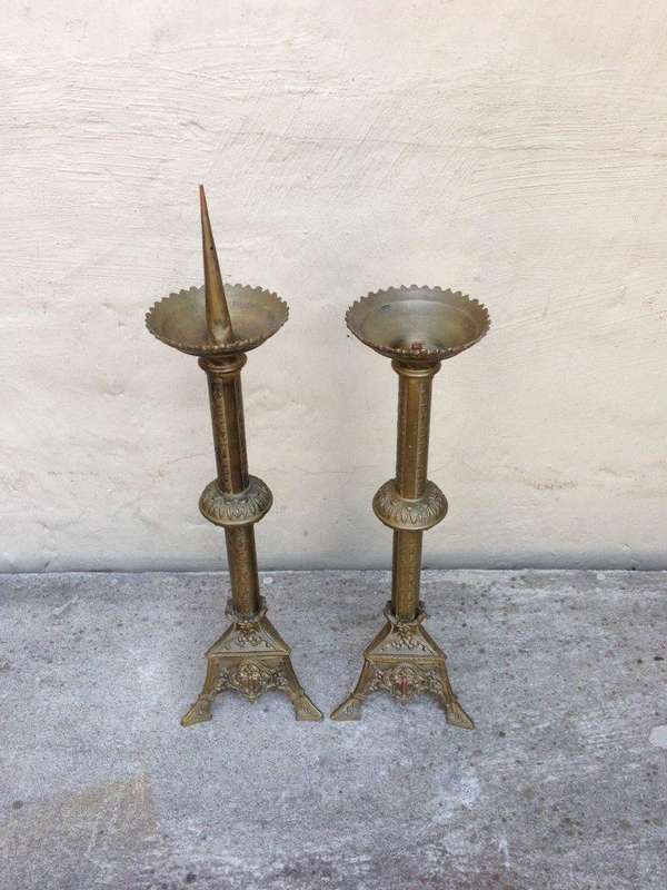 A set of 2 Antique Alter Candle Prickets
