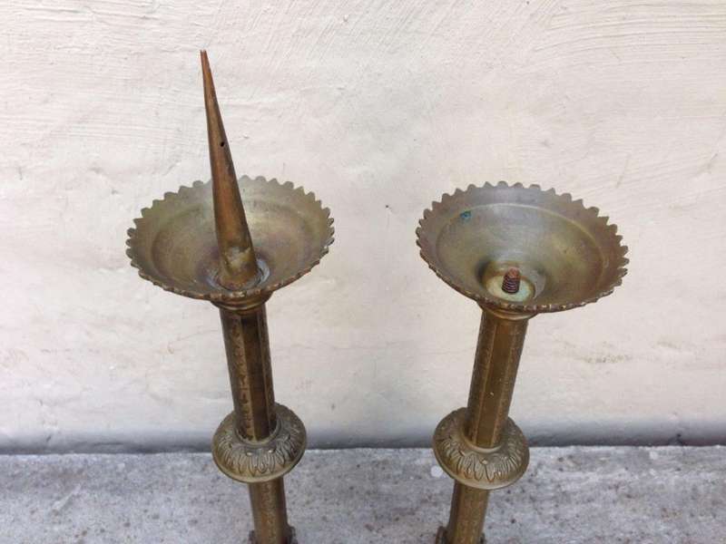 A set of 2 Antique Alter Candle Prickets