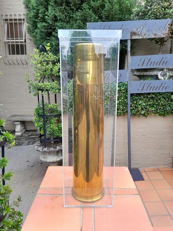 Large Brass Shell Casing In Perspex Display Box