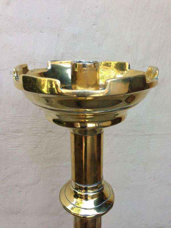 Pair of antique brass alter candlesticks, 19th century