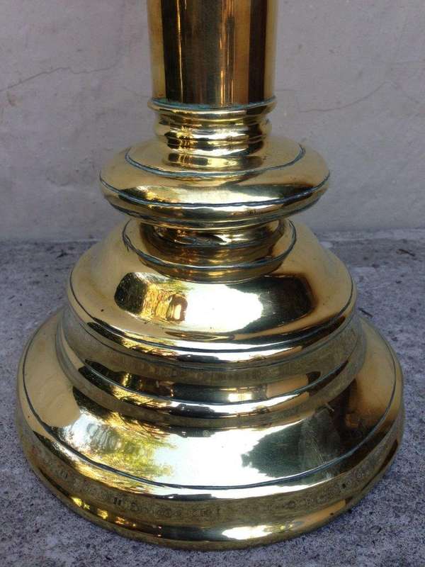 Pair of antique brass alter candlesticks, 19th century
