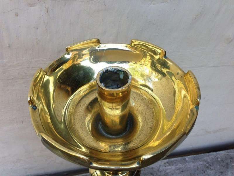 Pair of antique brass alter candlesticks, 19th century