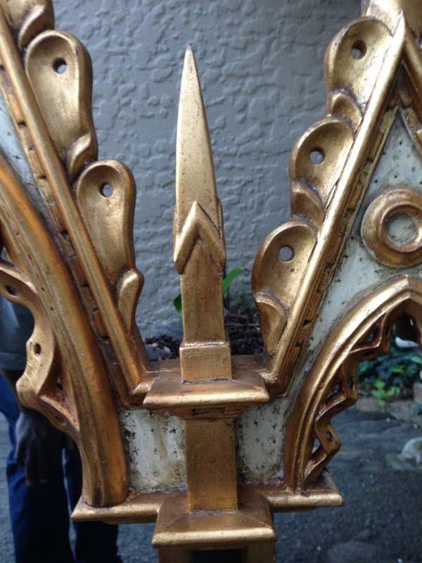 A Single Panel gilded Gothic Style cathedral mirror - USA Circa 1990