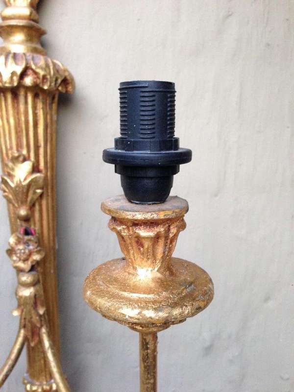20th Century Carved Giltwood Double Arm Wall Sconces Ex Mount Nelson Hotel Cape Town (A few pairs...