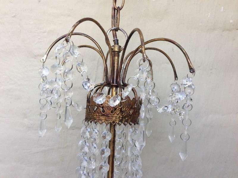 Vintage Glass/Crystal Chandelier - 6 Arm