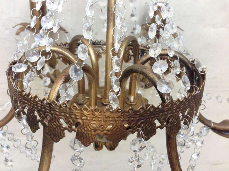 Vintage Glass/Crystal Chandelier - 6 Arm