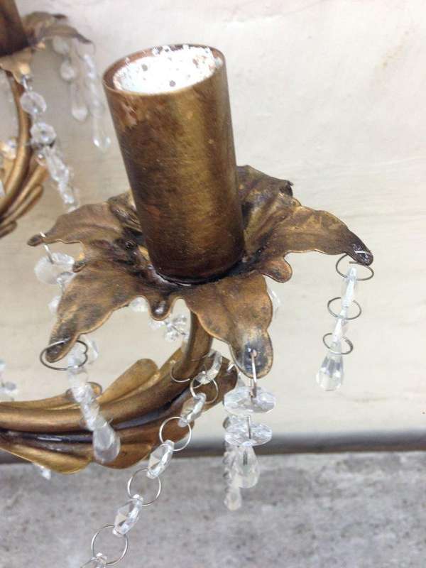 Vintage Glass/Crystal Chandelier - 6 Arm