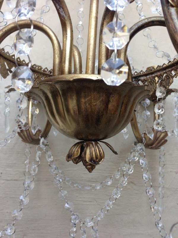Vintage Glass/Crystal Chandelier - 6 Arm