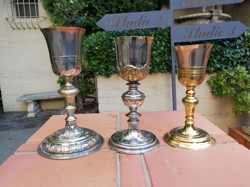 Set of 3 19th Century Silverplate Chalices