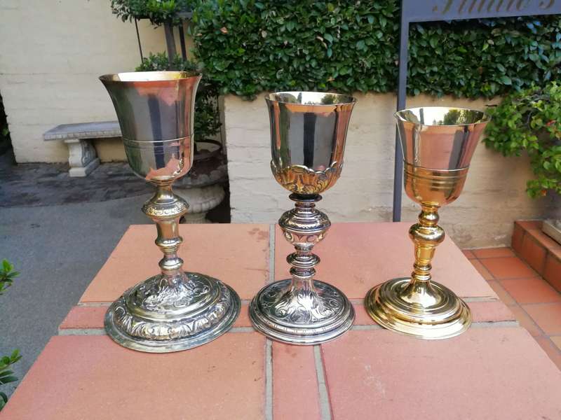 Set of 3 19th Century Silverplate Chalices