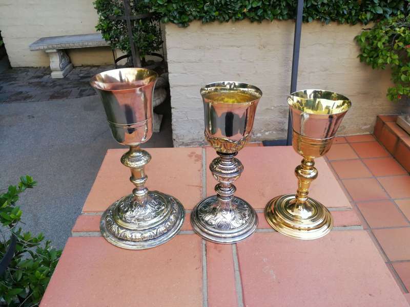 Set of 3 19th Century Silverplate Chalices